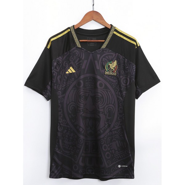 Mexico training jersey pre-match soccer uniform men's black sportswear football kit top shirt 2023-2024
